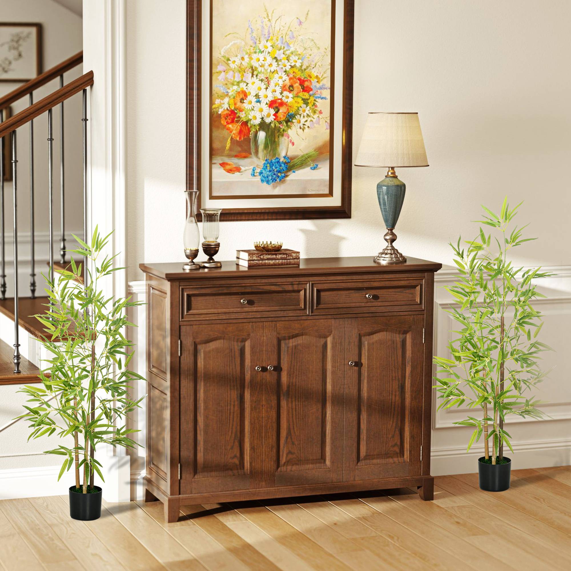 Plante artificielle Bambou arbre artificiel hauteur 120 cm avec pot, décoration interieur, très réaliste - Image 4