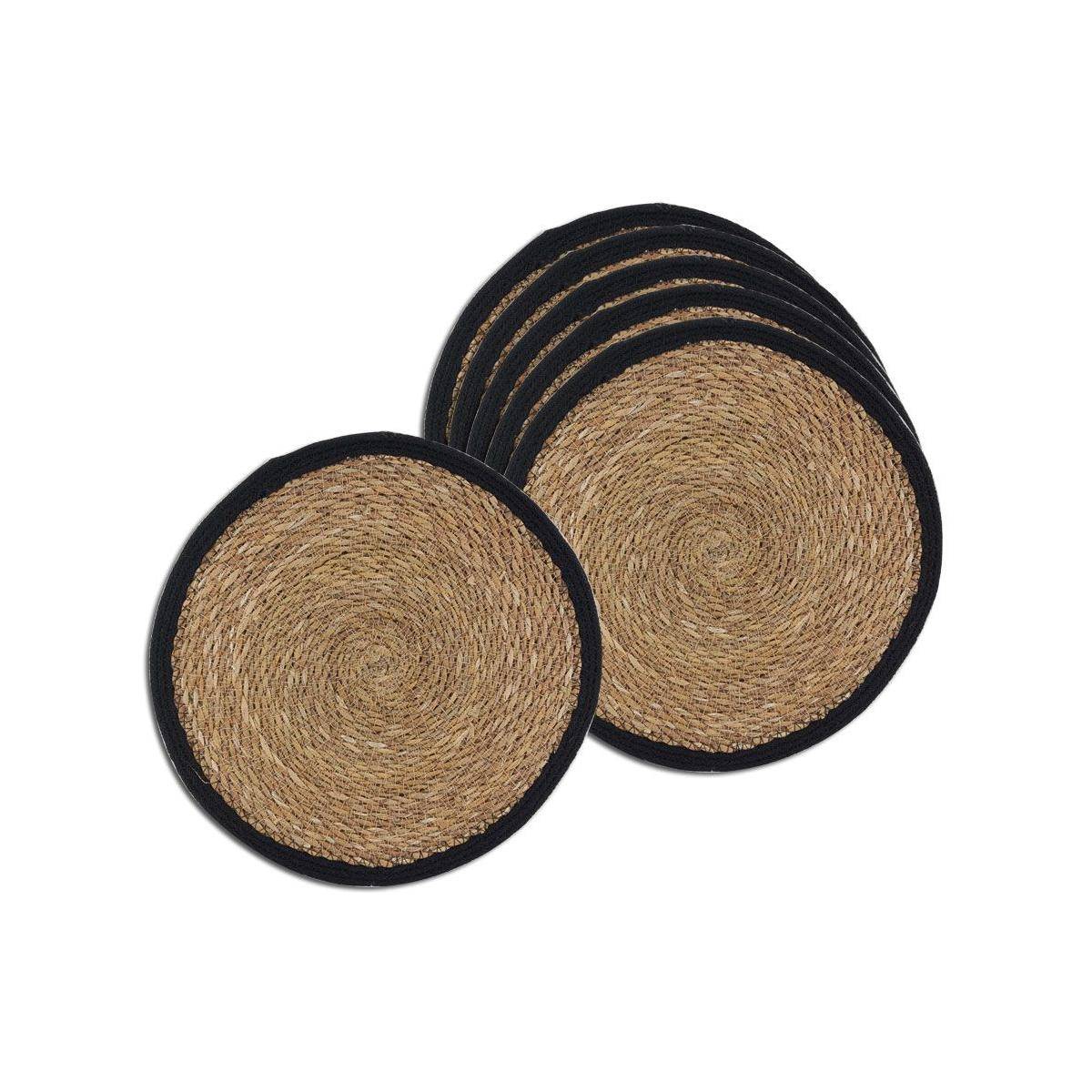 Aubry Gaspard - Sets de table ronds en jonc naturel et jute teinté (Lot de 6) - Imagen 1