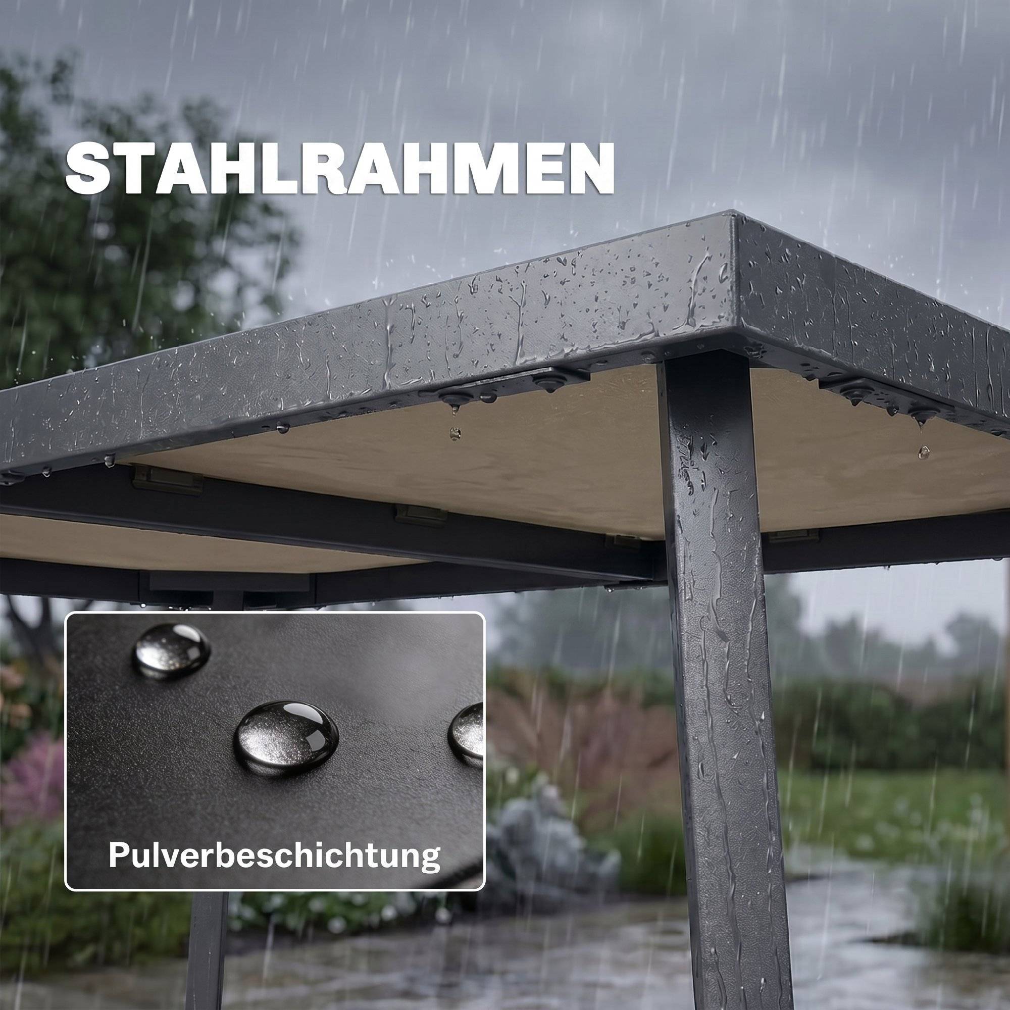 ComfortXL - Table de jardin acier effet bois gris 145 x 85 cm pour 6 personnes résistante - ComfortXL Outdoor Living - Image 7