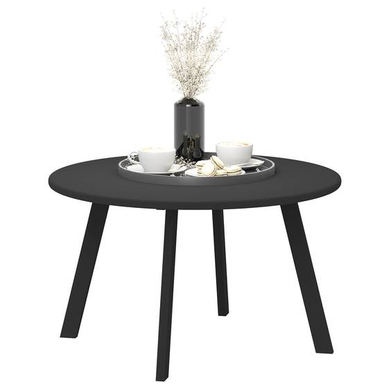 ComfortXL - Table basse ronde métal pour patio salon bords sécurisés patins antidérapants noir 70x42cm - ComfortXL Outdoor Living - Image 1