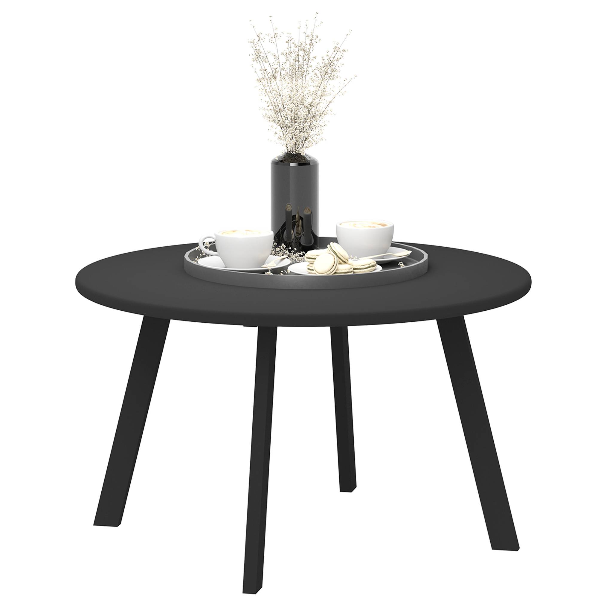 ComfortXL - Table basse ronde métal pour patio salon bords sécurisés patins antidérapants noir 70x42cm - ComfortXL Outdoor Living - Image 1