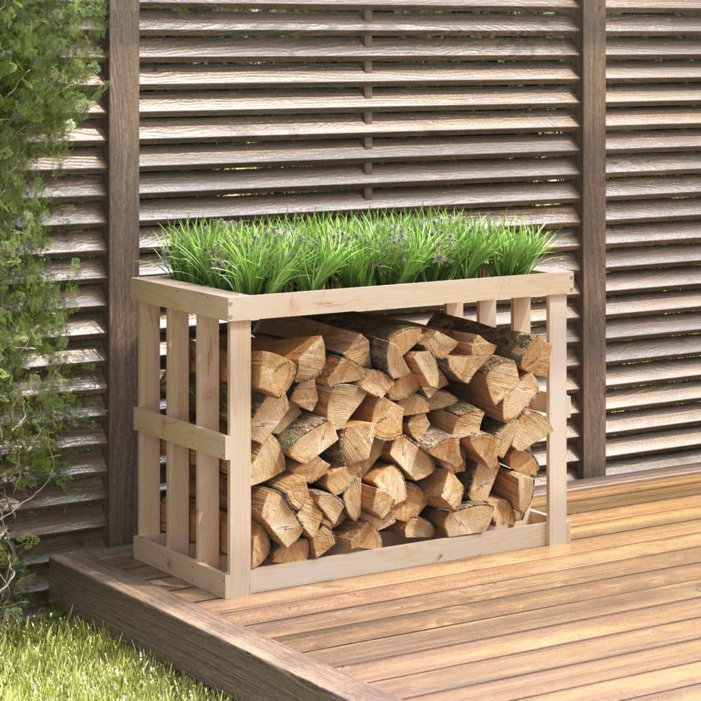 Range-bûches de jardin avec bac à plantes 108x52x74 cm – ComfortXL Outdoor Living - Image 1