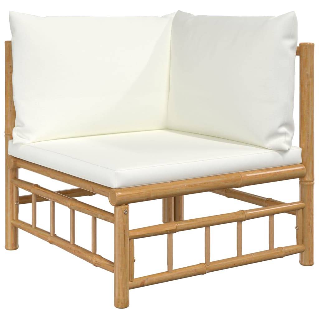 Vidaxl - Salon de jardin 6 pcs avec coussins blanc crème bambou vidaXL 3155175 - Imagen 5