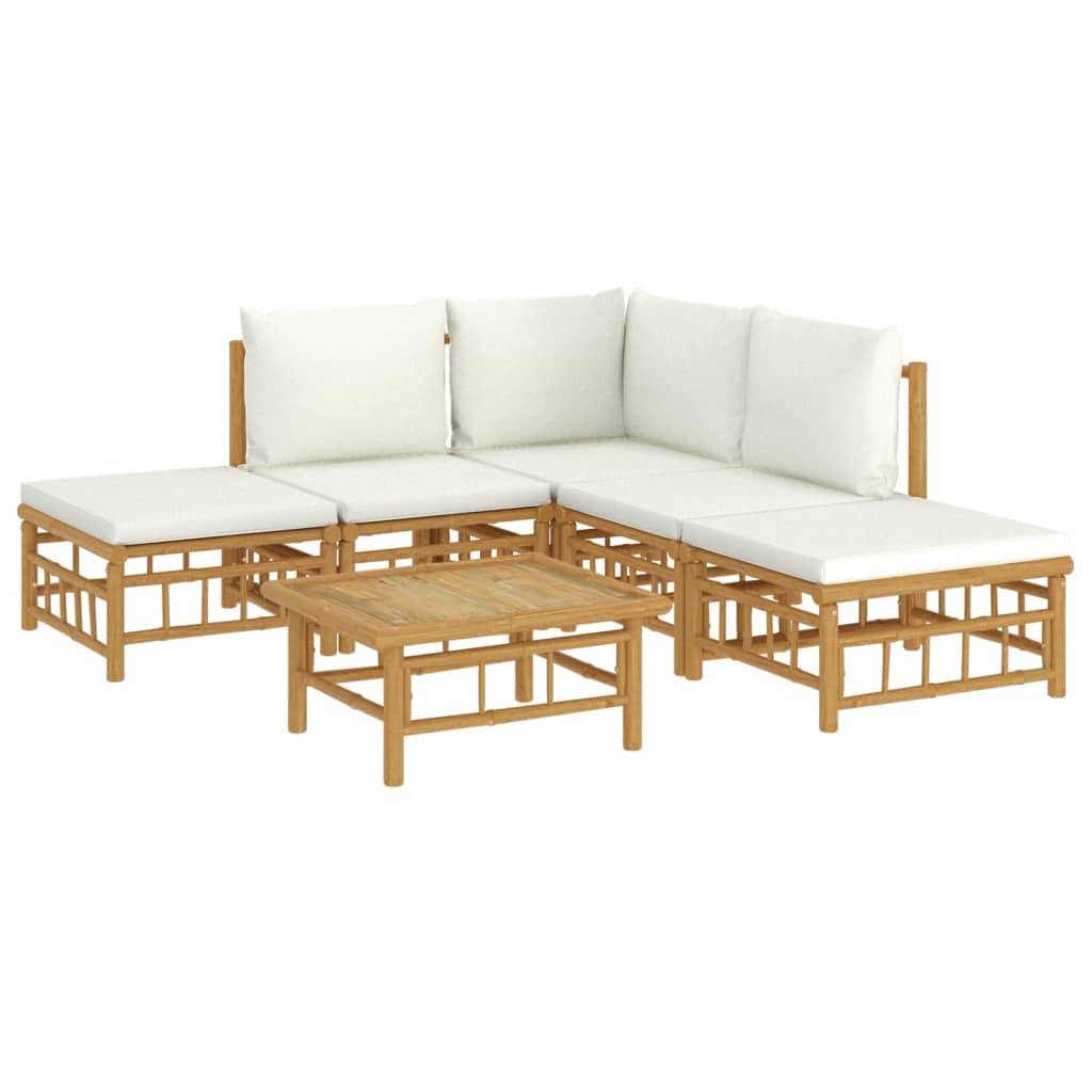 Vidaxl - Salon de jardin 6 pcs avec coussins blanc crème bambou vidaXL 3155175 - Imagen 4