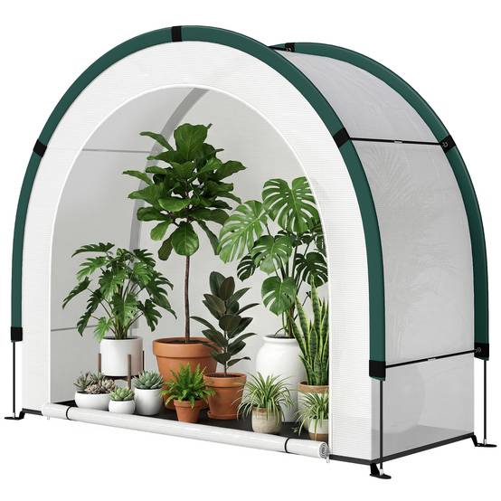Serre tunnel pliable en PE et fibre de verre vert 200 x 80 x 164 cm - PANGIVO - Image 2