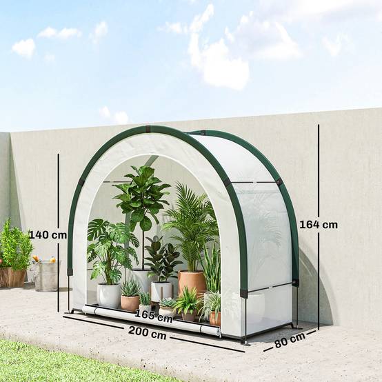 Serre tunnel pliable en PE et fibre de verre vert 200 x 80 x 164 cm - PANGIVO - Image 5