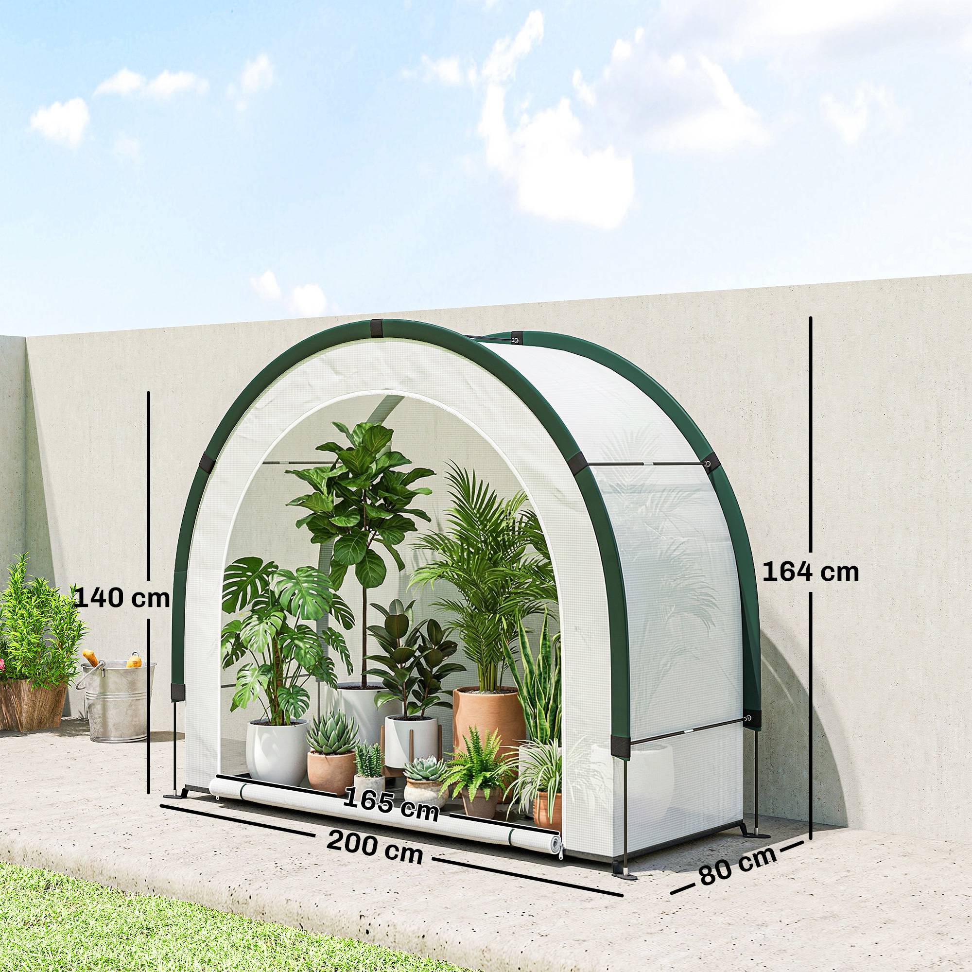Serre tunnel pliable en PE et fibre de verre vert 200 x 80 x 164 cm - PANGIVO - Image 5