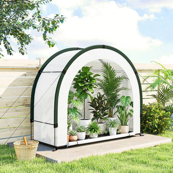 Serre tunnel pliable en PE et fibre de verre vert 200 x 80 x 164 cm - PANGIVO - Image 4