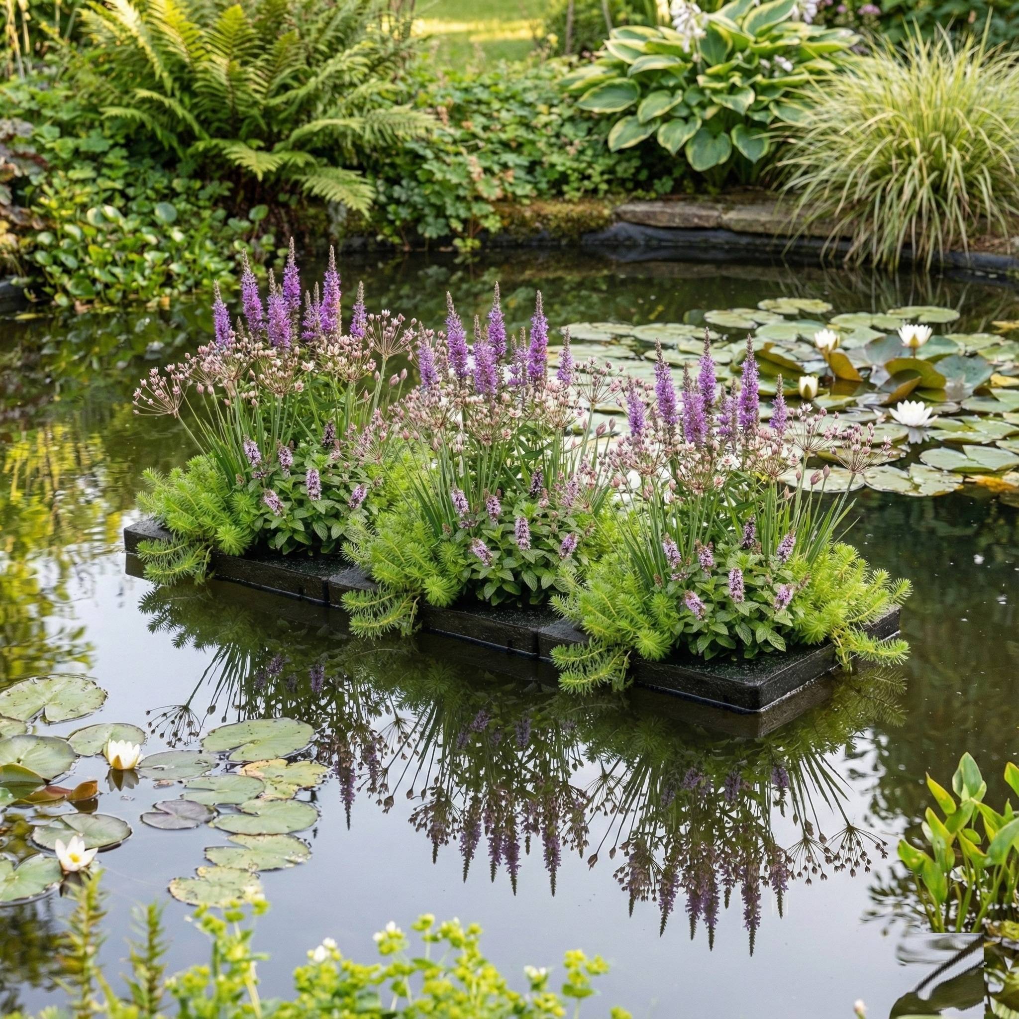 0 - Île Bassin Anti-Moustiques 75x25 cm - Set 12 Plantes et 3 Anneaux - Image 2