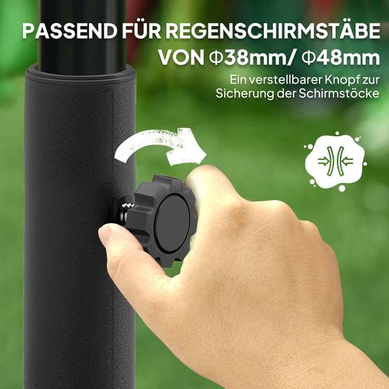 Pied de parasol carré plastique jardin terrasse remplissable à roulettes 48x48cm noir - ComfortXL Outdoor Living - Image 4