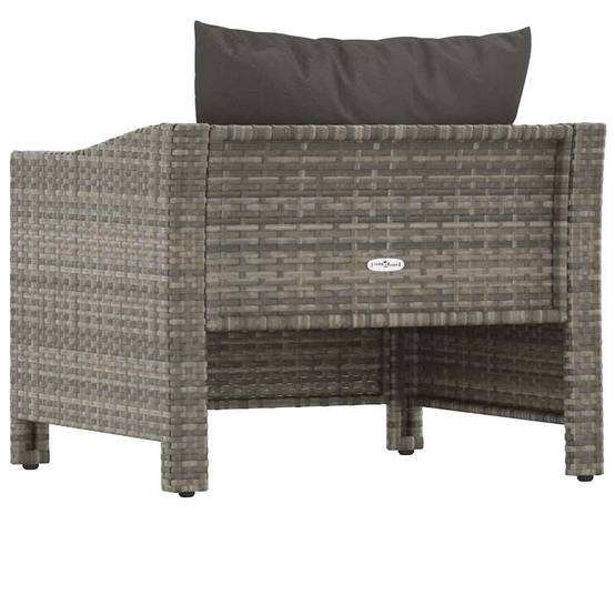 Fauteuil de jardin - Chaise de jardin - Fauteuil d'extérieur avec coussin Gris Résine tressée - MEUBLE PRO-JU4306 - Image 6
