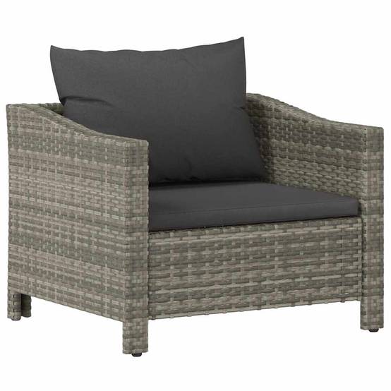 Fauteuil de jardin - Chaise de jardin - Fauteuil d'extérieur avec coussin Gris Résine tressée - MEUBLE PRO-JU4306 - Image 1