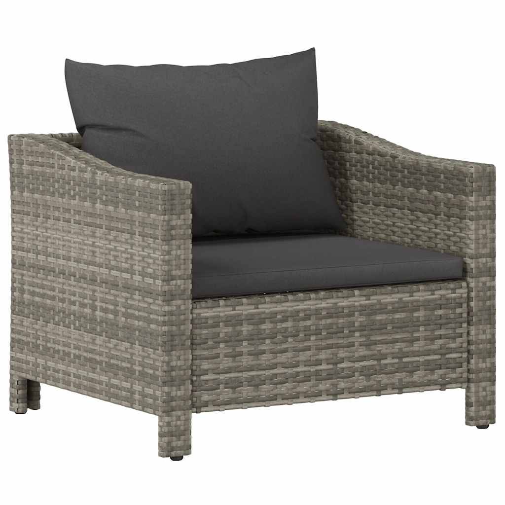 Fauteuil de jardin - Chaise de jardin - Fauteuil d'extérieur avec coussin Gris Résine tressée - MEUBLE PRO-JU4306 - Image 1