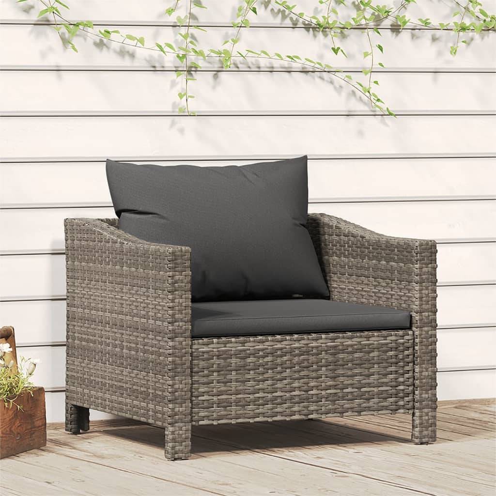 Fauteuil de jardin - Chaise de jardin - Fauteuil d'extérieur avec coussin Gris Résine tressée - MEUBLE PRO-JU4306 - Image 2