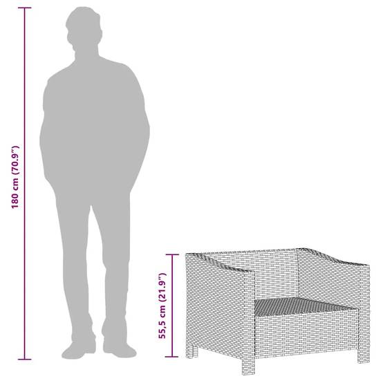 Fauteuil de jardin - Chaise de jardin - Fauteuil d'extérieur avec coussin Gris Résine tressée - MEUBLE PRO-JU4306 - Image 9