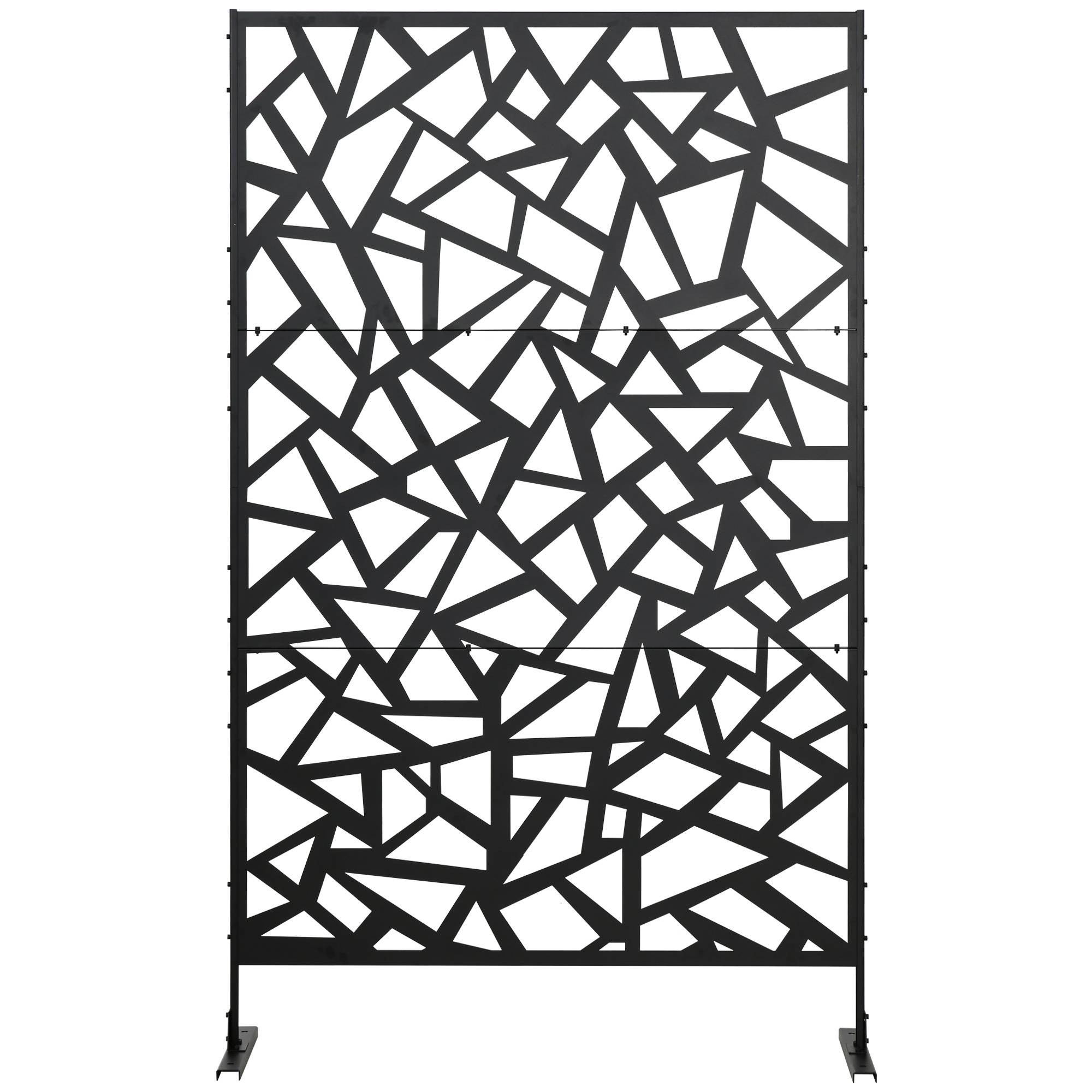 Panneau brise-vue balcon décoratif extérieur à motif géométrique ajouré en acier 122 x 45 x 198 cm noir - Image 9