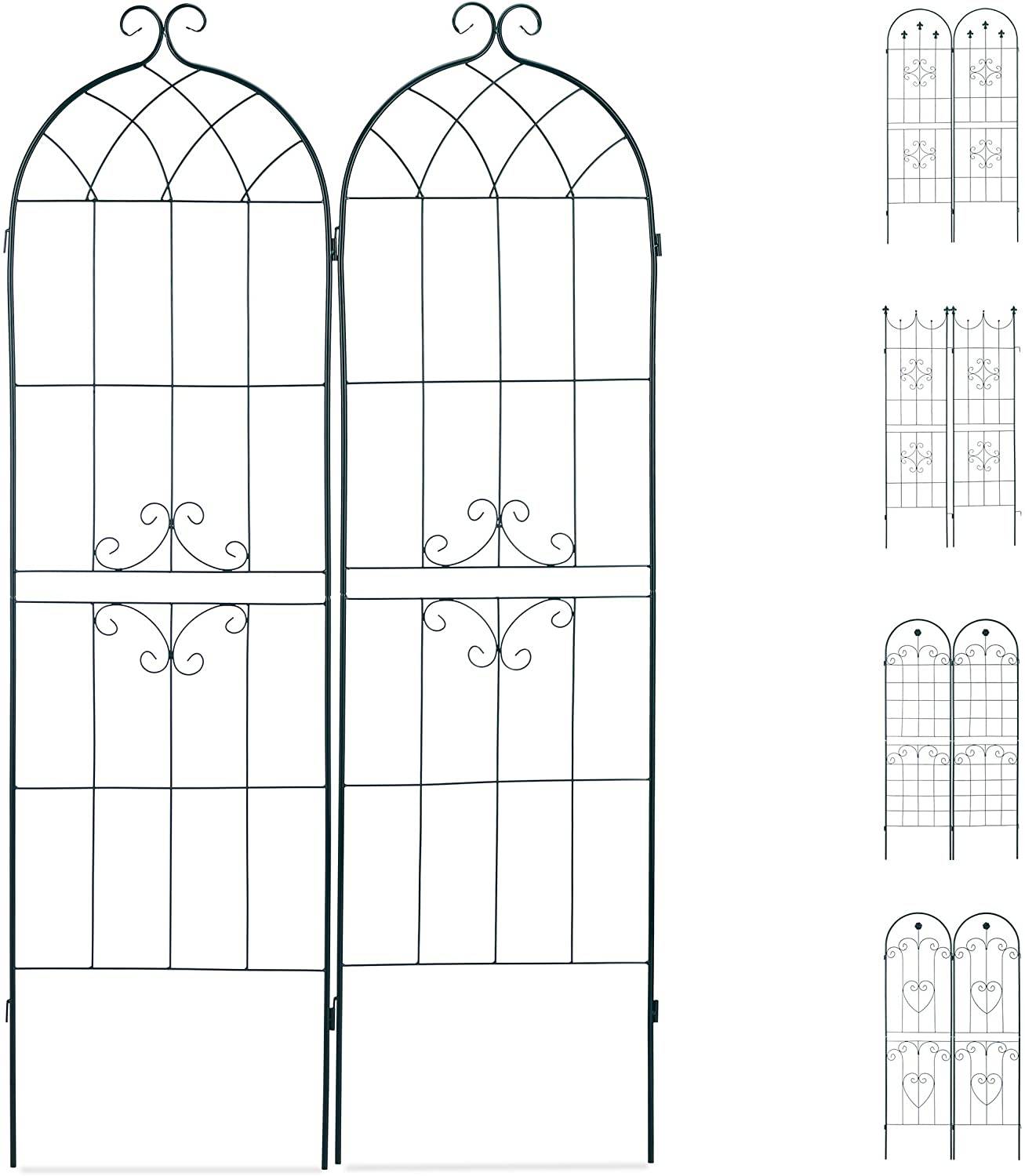 Helloshop26 - Treillis clôture plante grimpante arche jardin fer set de 2 vert - Imagen 1