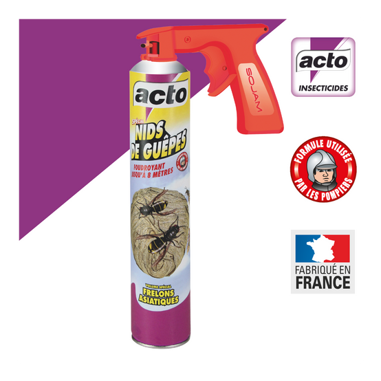 Lot de 4 Aérosols ACTO Spécial NIDS DE GUEPES - Efficacité Professionnelle - Volume spécial Frelons Asiatiques - Image 2