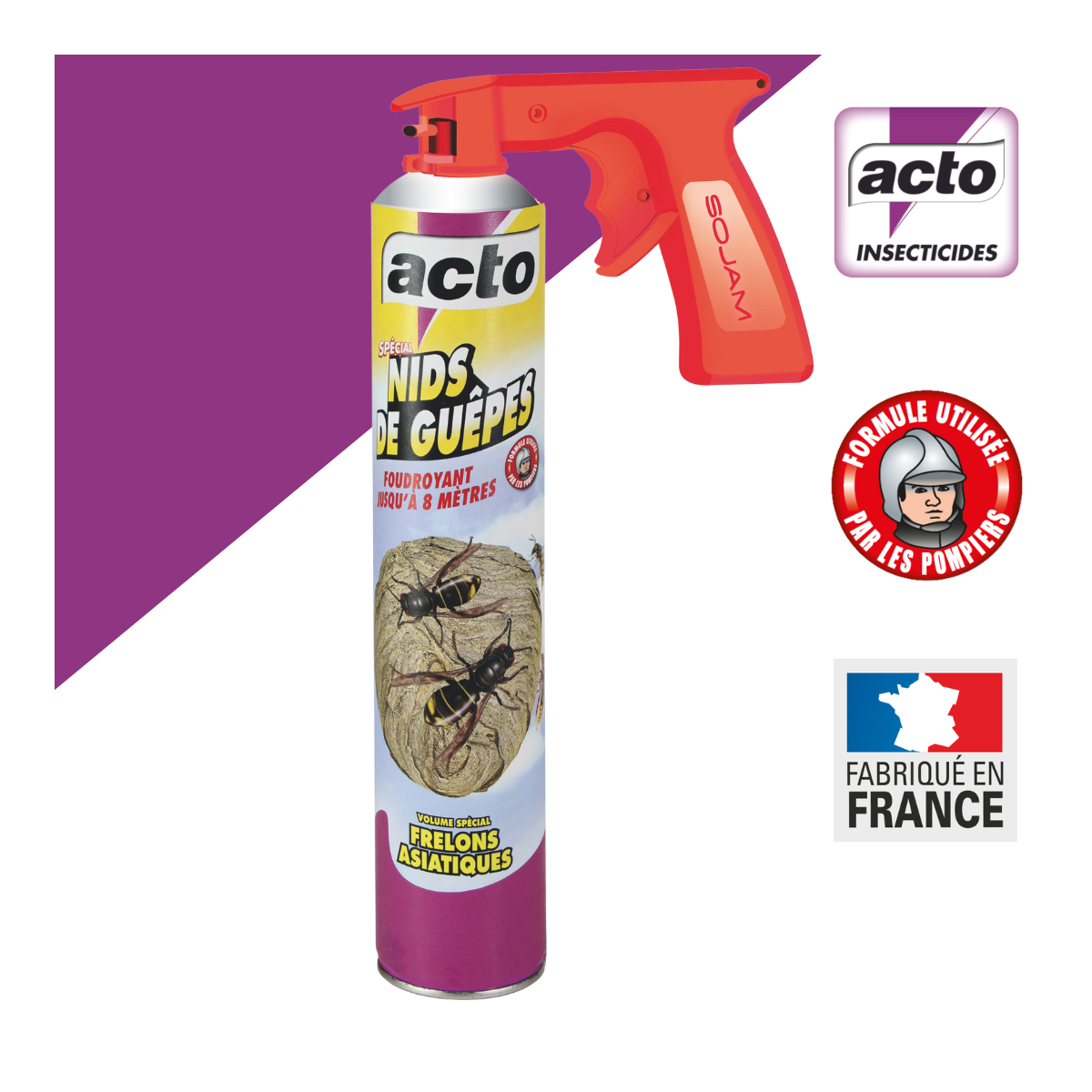 Lot de 4 Aérosols ACTO Spécial NIDS DE GUEPES - Efficacité Professionnelle - Volume spécial Frelons Asiatiques - Image 2