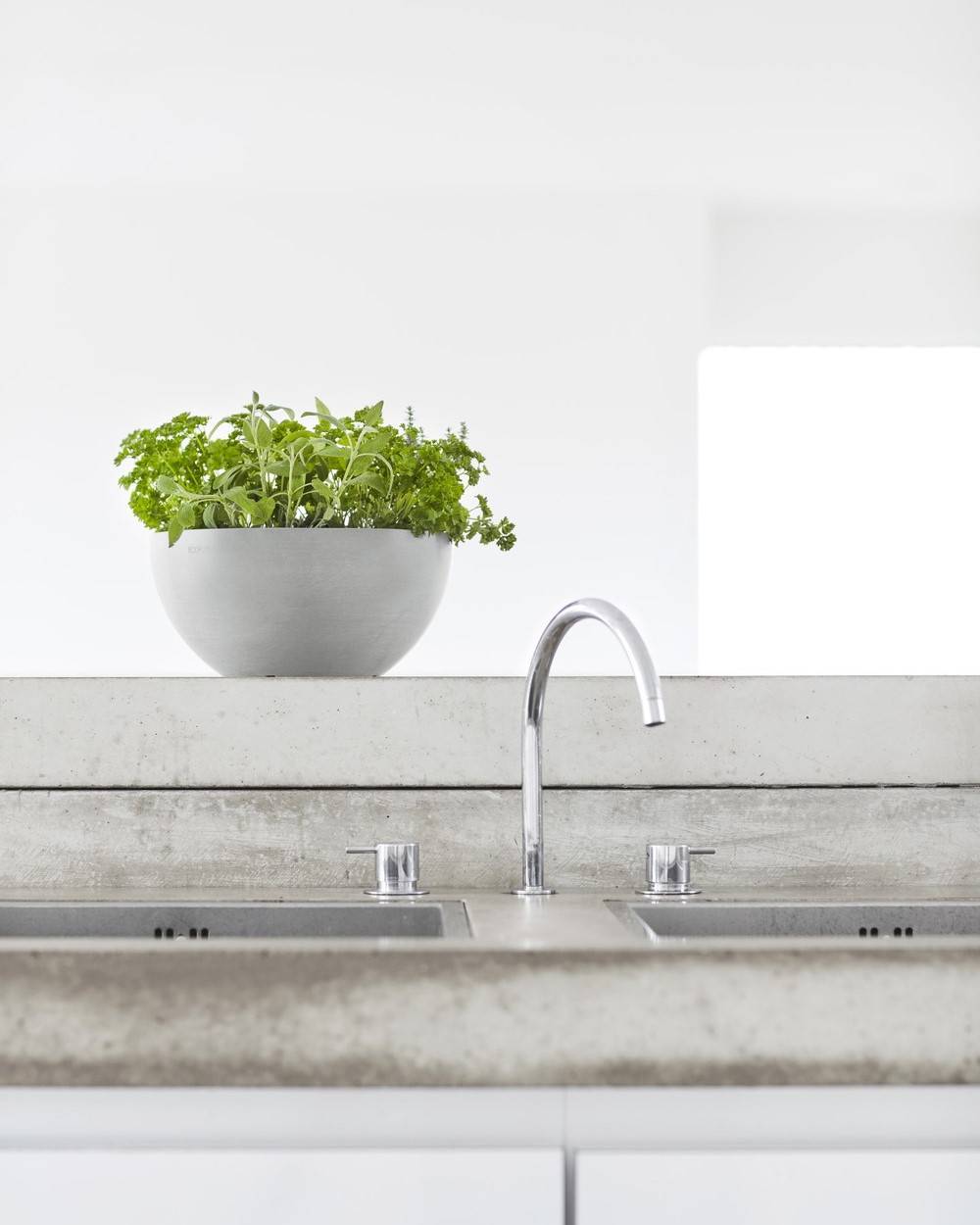 Ecopots - Pot Rond Brussels 25 Blanc Gris - Ø 25 x H. 12 cm - 3,6 L ECOPOTS - Imagen 4