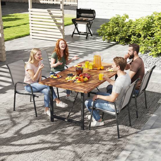 Lot de 4 chaises de jardin empilables, dossier respirant et accoudoirs, capacité 120 kg, meubles de terrasse - Image 9