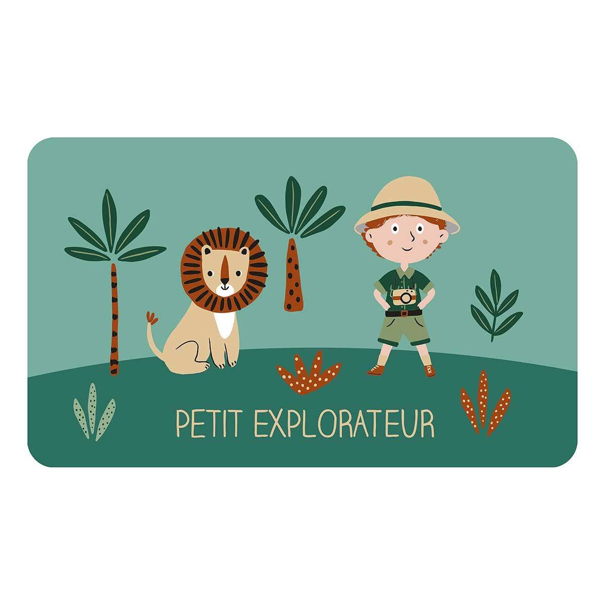 Paris Prix - Set de Table Enfant "Léo l'Explorateur" 28x44cm Vert - Image 1