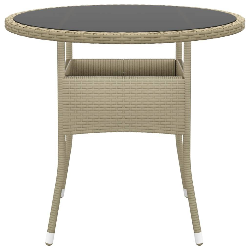 PANGIVO - Table de jardin beige résine tressée et verre trempé 80 x 75 cm - PANGIVO - Image 2