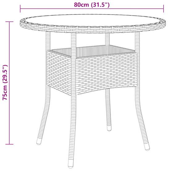 PANGIVO - Table de jardin beige résine tressée et verre trempé 80 x 75 cm - PANGIVO - Image 4