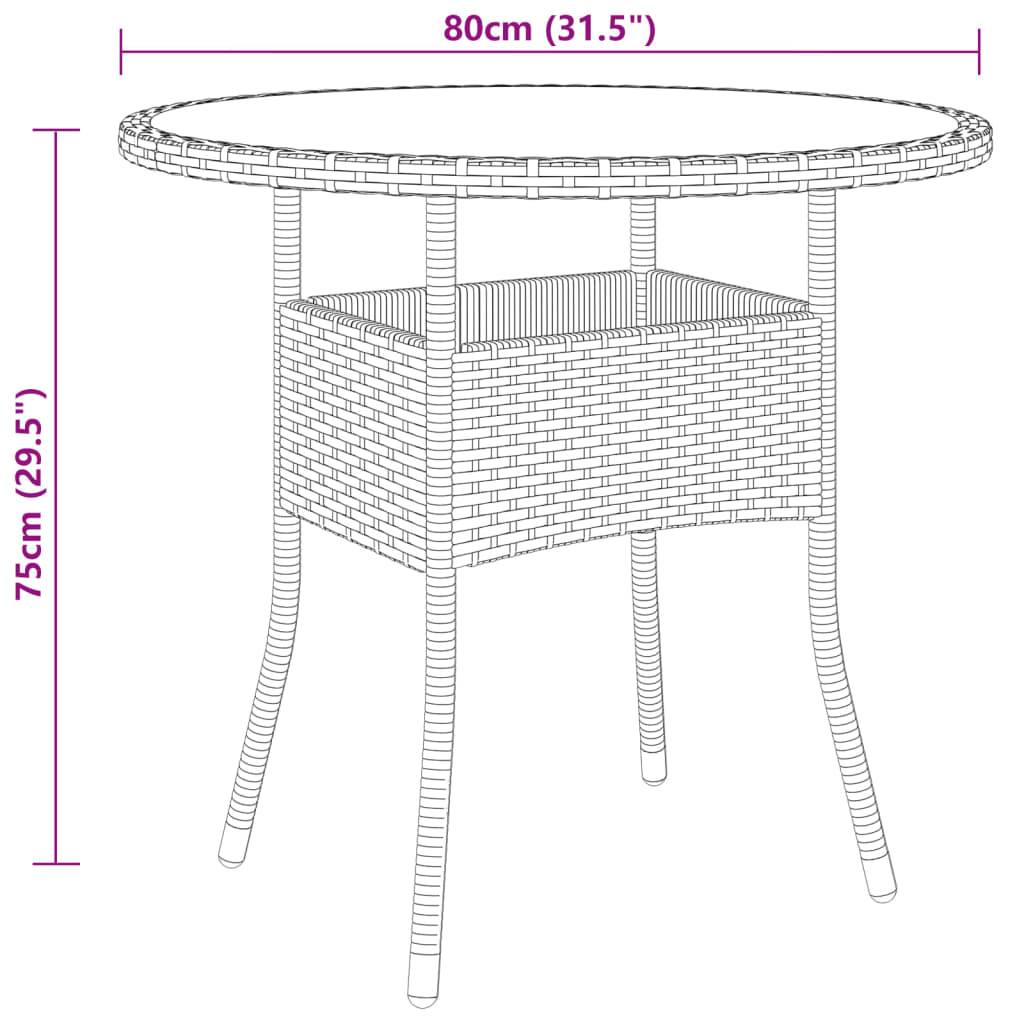 PANGIVO - Table de jardin beige résine tressée et verre trempé 80 x 75 cm - PANGIVO - Image 4