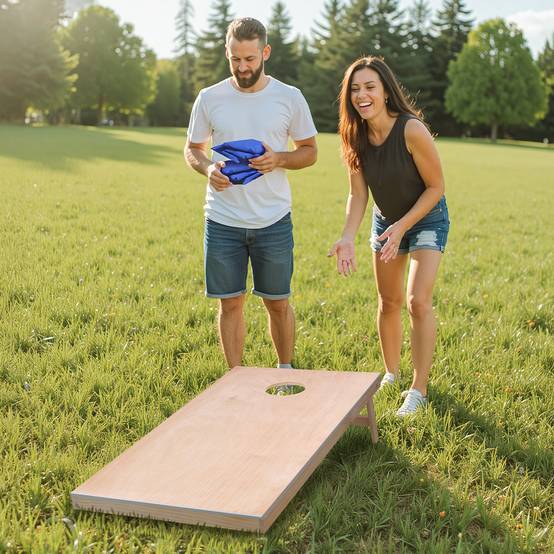 VEVOR Jeu cornhole 125.5x60cm, bois massif, sac transport, intérieur/extérieur, jardin, plage. - Image 8