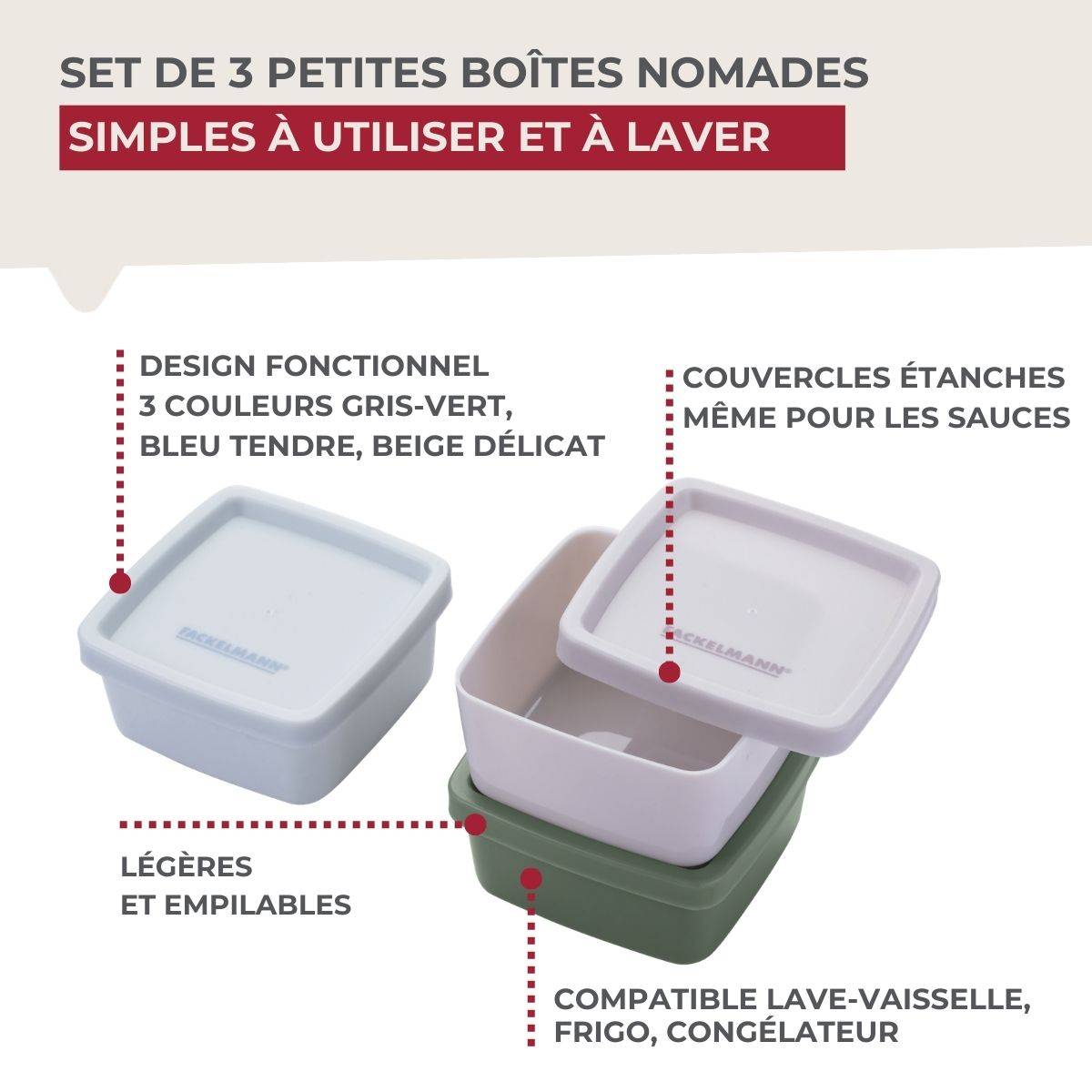 Lot de 4 lunch box 1 L avec 4 ustensiles de cuisine Fackelmann Storage - Image 7