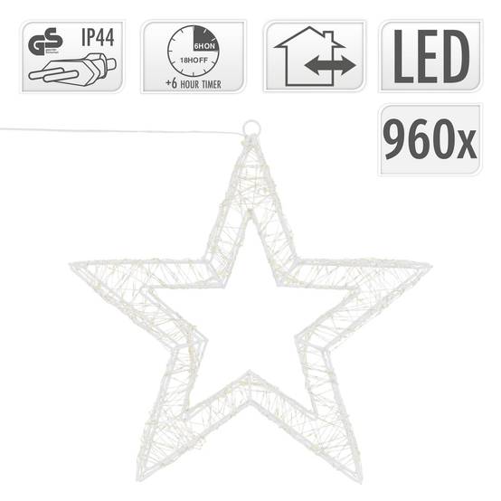 Étoile de Noël LED décoration éclairage lumineuse minuterie IP44 blanc 38 cm - Image 4