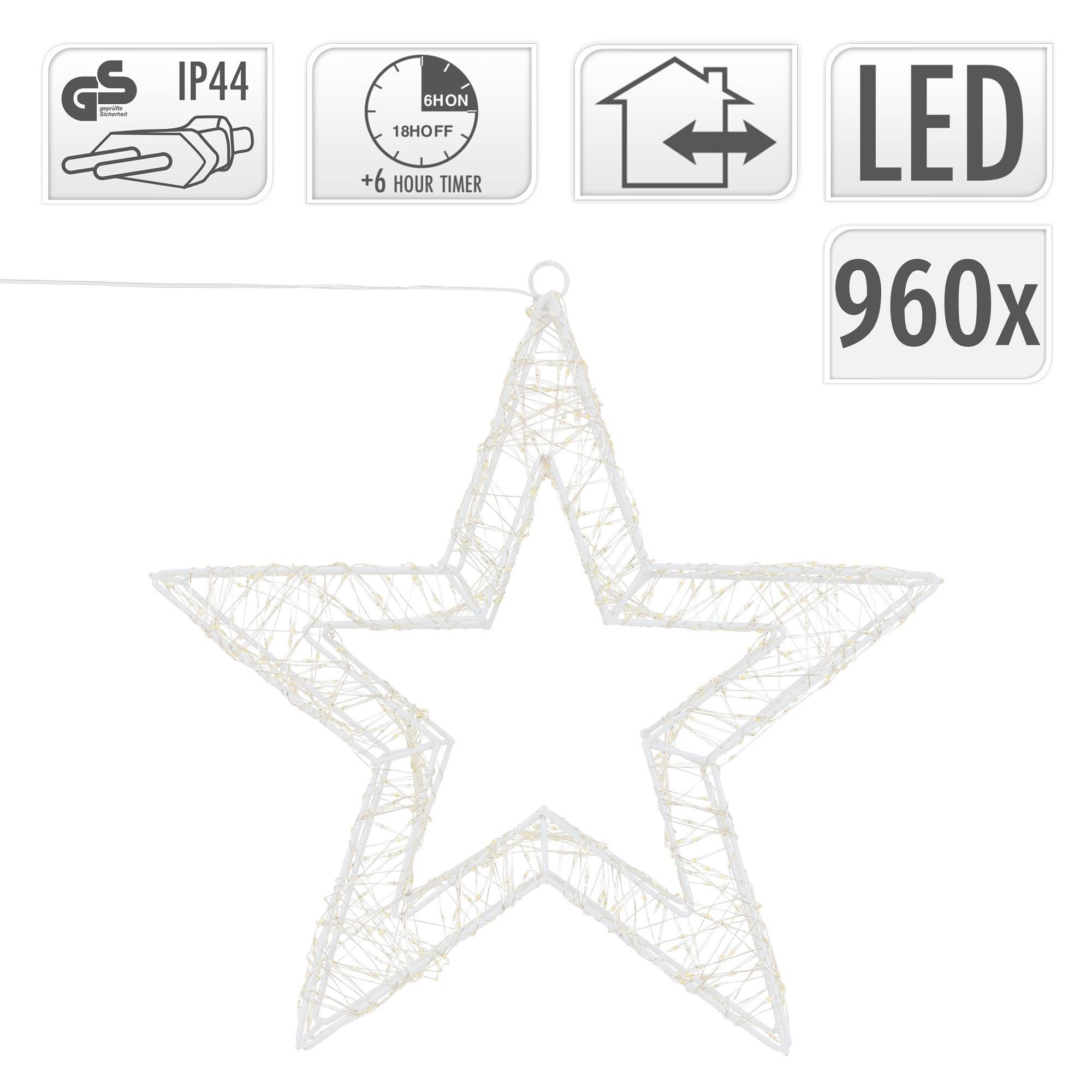 Étoile de Noël LED décoration éclairage lumineuse minuterie  IP44 blanc 38 cm - Image 4