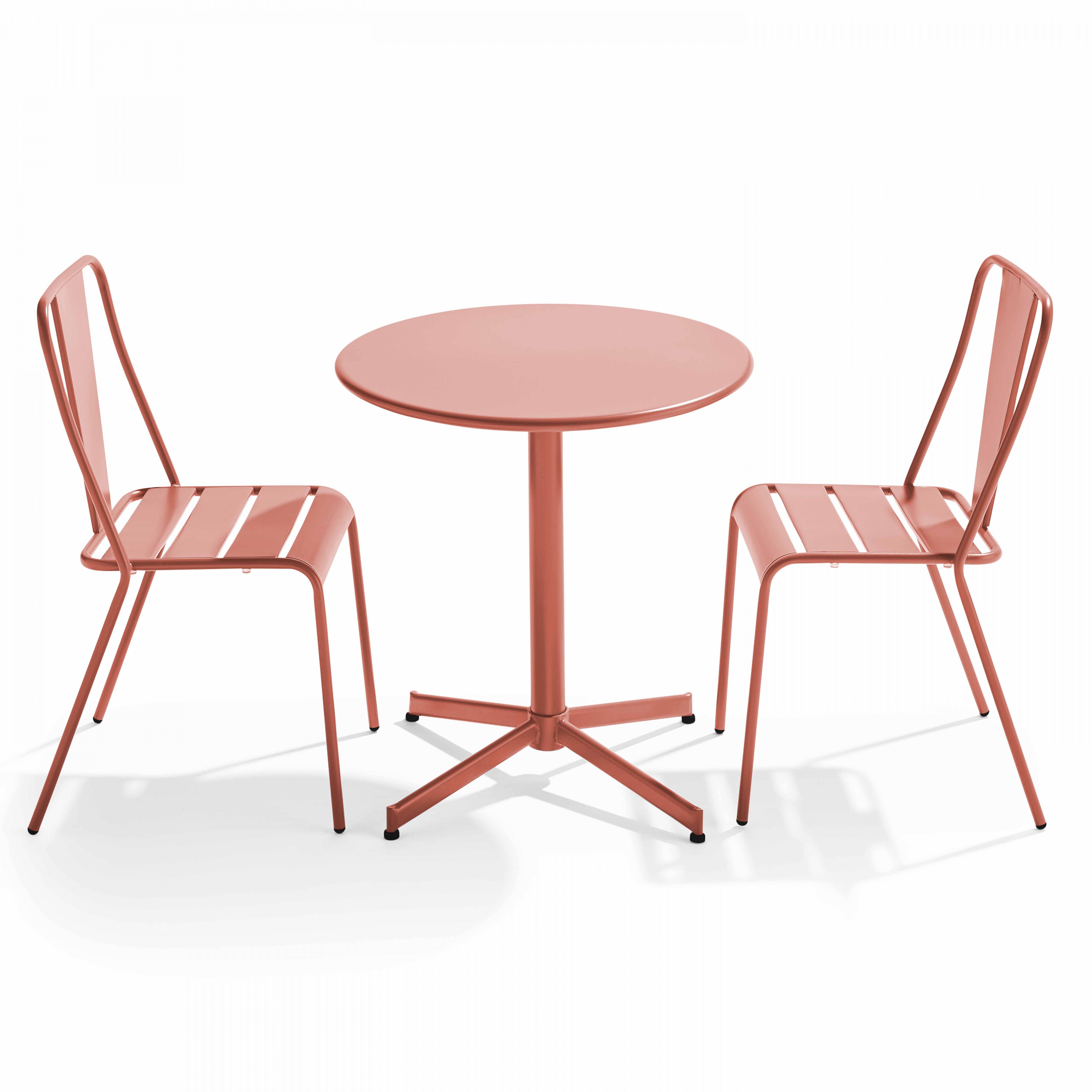 Oviala - Ensemble table ronde et 2 chaises de jardin bistrot en métal argile Palavas - Oviala - Imagen 1