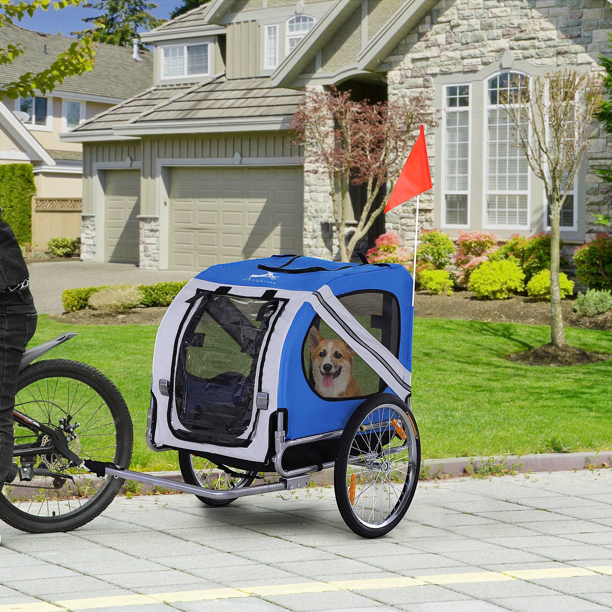Remorque vélo pour chien animaux 8 réflecteurs drapeau barre attelage — free download