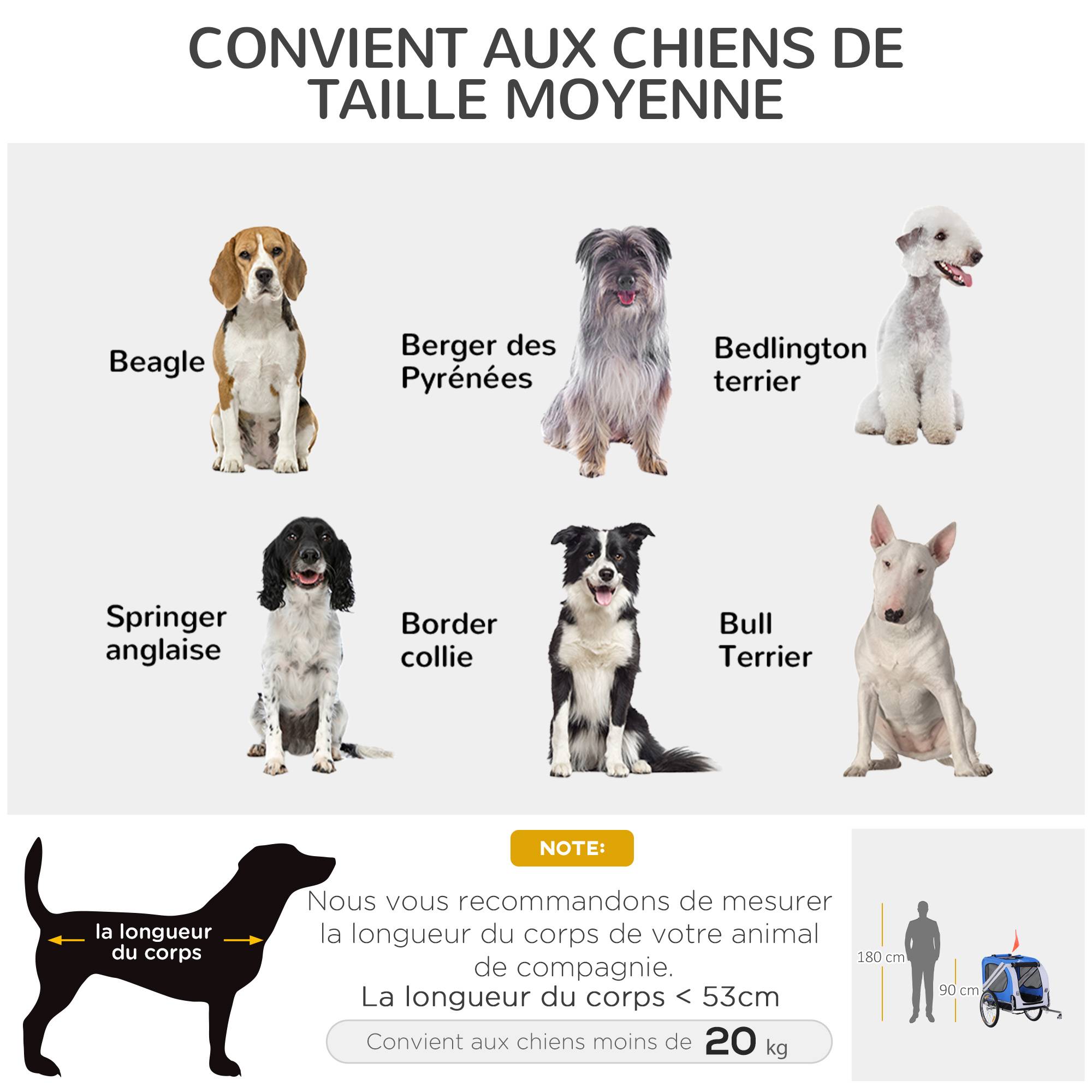 Remorque vélo pour chien animaux 8 réflecteurs drapeau barre attelage inclus 130 x 73 x 90 cm blanc et bleu - Image 9