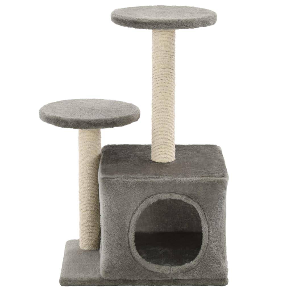 Helloshop26 - Arbre à chat griffoir grattoir niche jouet animaux peluché en sisal 60 cm gris - Imagen 3