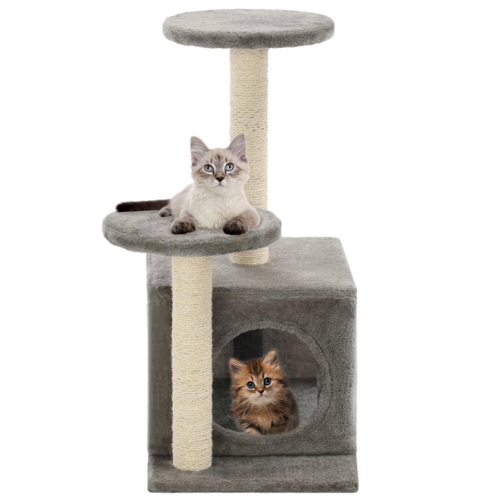 Helloshop26 - Arbre à chat griffoir grattoir niche jouet animaux peluché en sisal 60 cm gris - Imagen 1