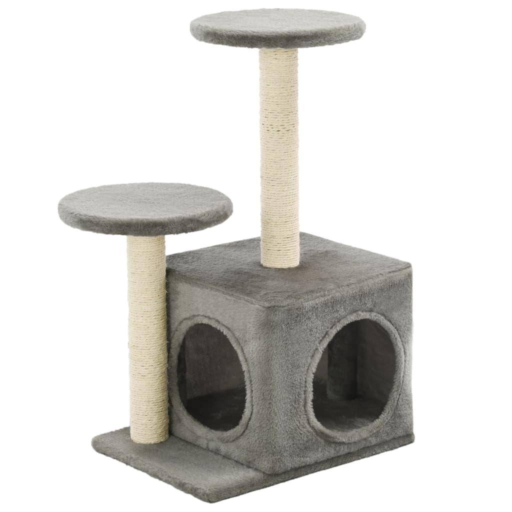 Helloshop26 - Arbre à chat griffoir grattoir niche jouet animaux peluché en sisal 60 cm gris - Imagen 2