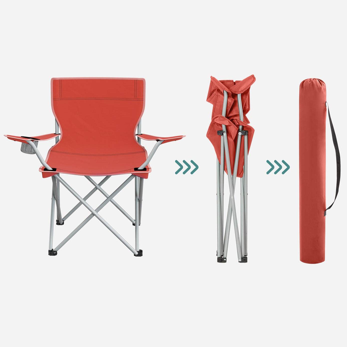 Helloshop26 - Lot de 2 chaises de camping pliables sièges pliantes extérieur confortable avec accoudoirs et porte-gobelets cadre stable capacité de charge 120 kg r - Imagen 3