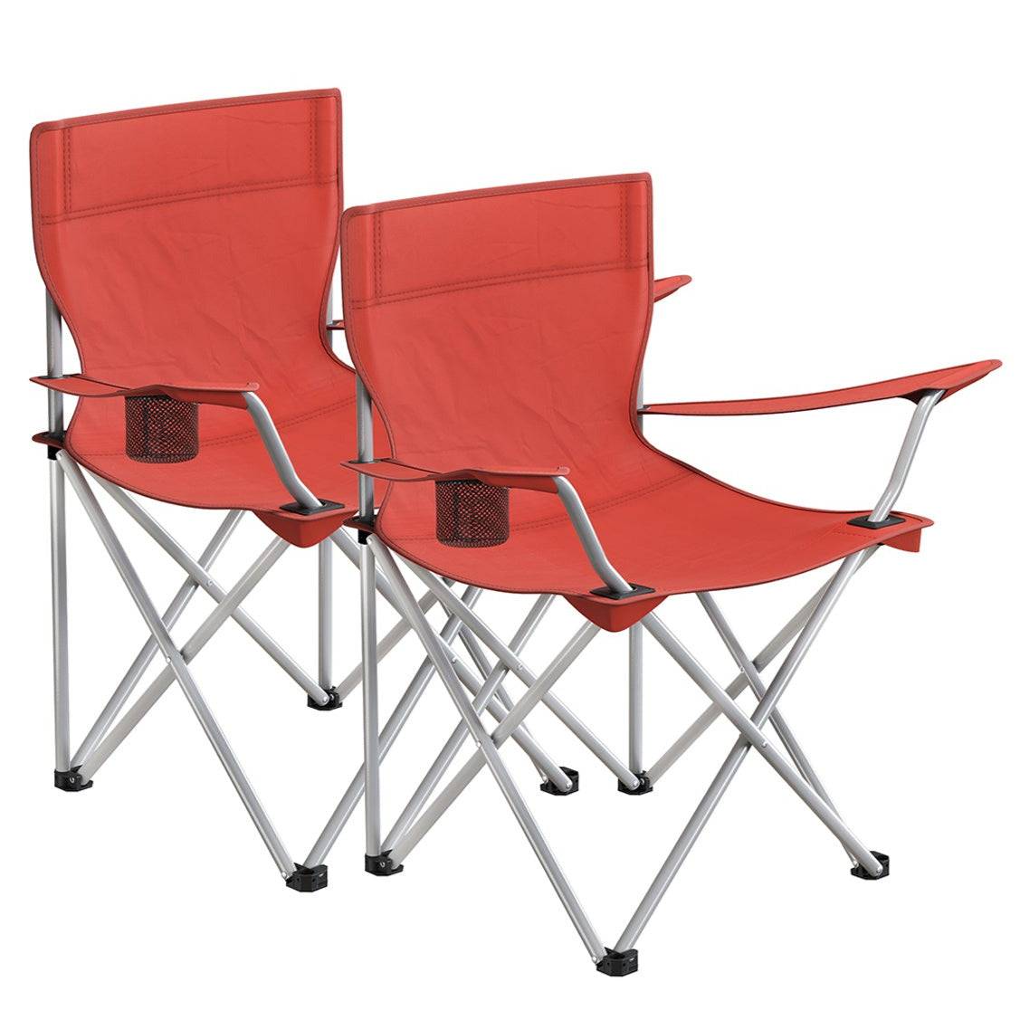Helloshop26 - Lot de 2 chaises de camping pliables sièges pliantes extérieur confortable avec accoudoirs et porte-gobelets cadre stable capacité de charge 120 kg r - Imagen 1
