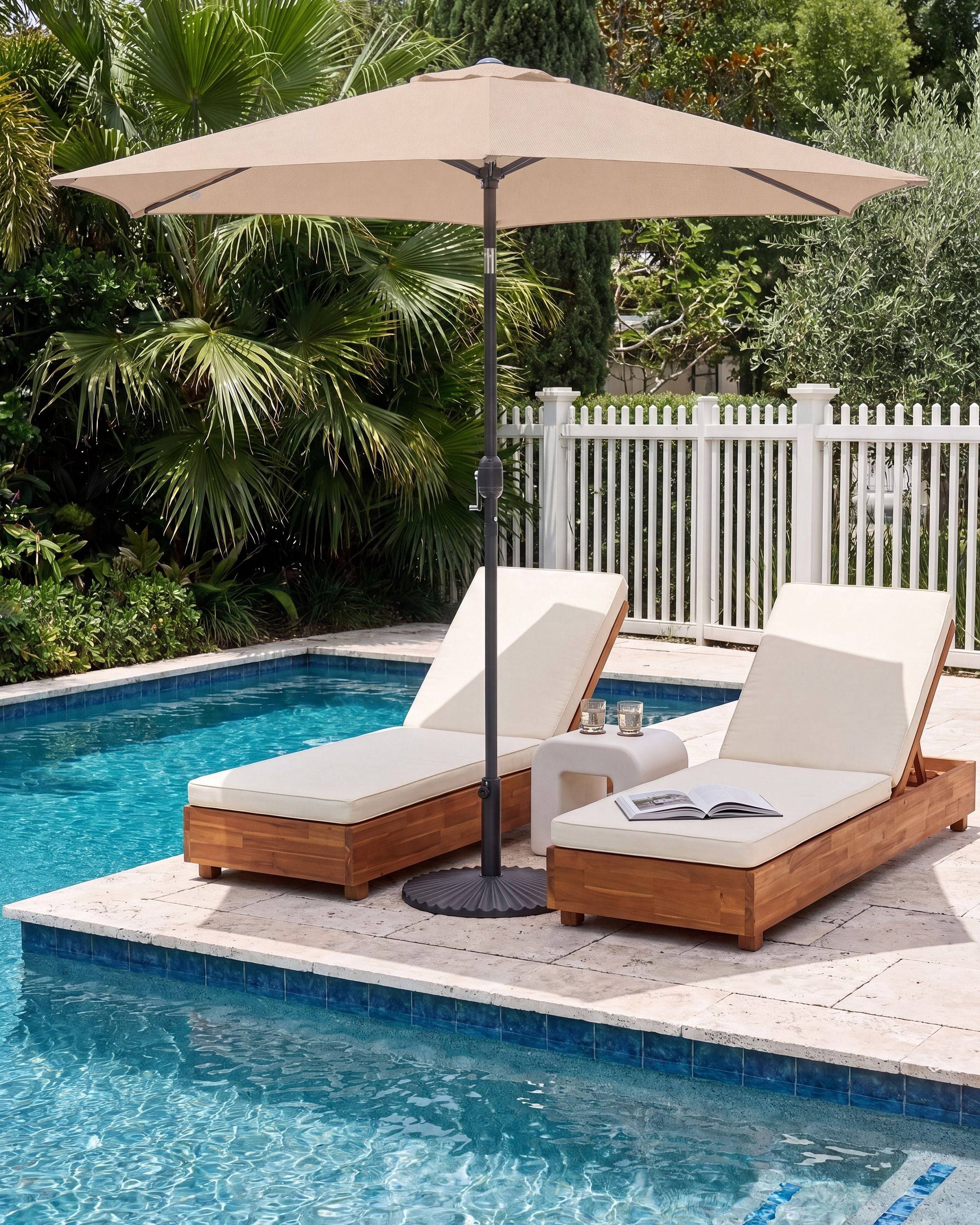 Beliani - Parasol droit Tissu Beige VARESE - Beliani - Imagen 1