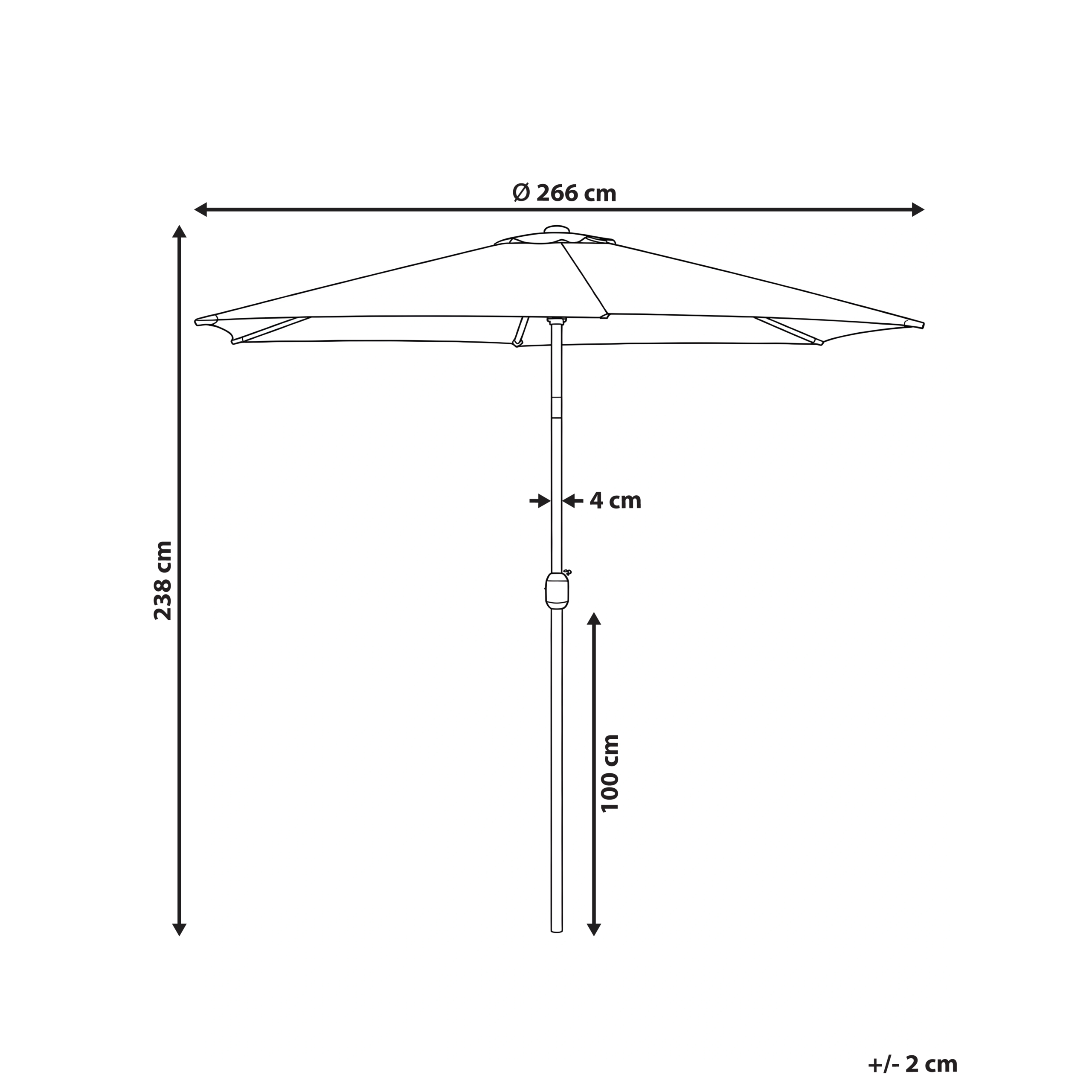 Beliani - Parasol droit Tissu Beige VARESE - Beliani - Imagen 3