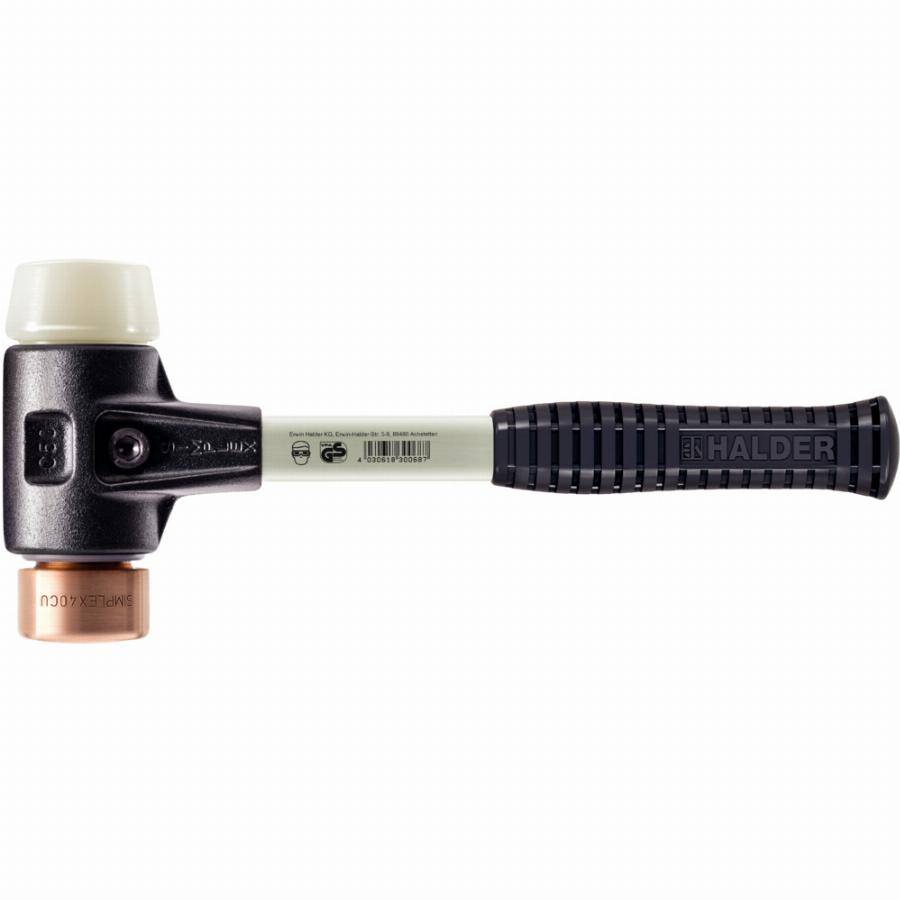 Maillet HALDER SIMPLEX Cuivre / nylon avec boîtier en fonte malléable renforcée et manche en fibre de verre - D=30 mm - 3748.030