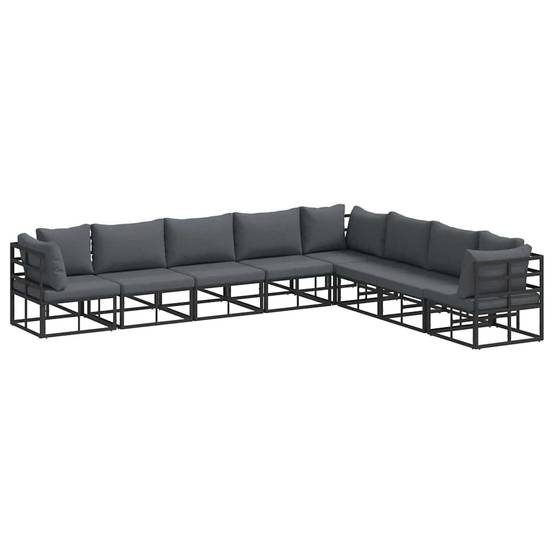 Ensemble Salon de Jardin Aluminium 8 Places Design Moderne pour Extérieur Noir – ComfortXL Outdoor Living - Image 2