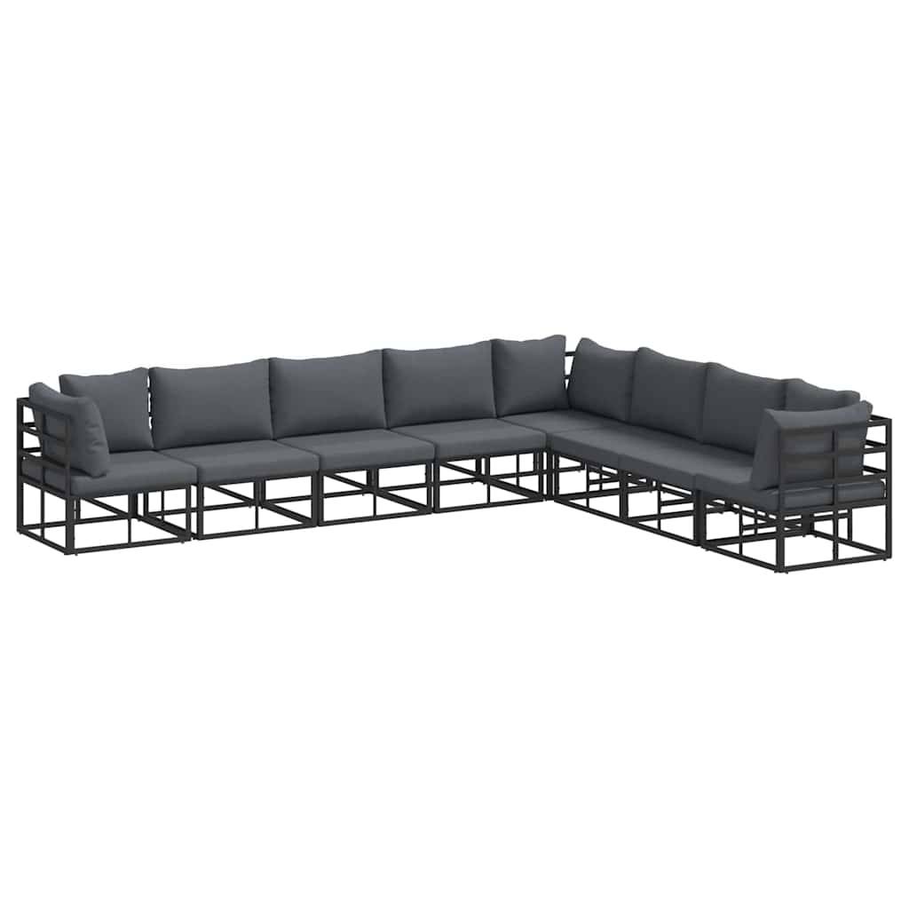 Ensemble Salon de Jardin Aluminium 8 Places Design Moderne pour Extérieur Noir – ComfortXL Outdoor Living - Image 2