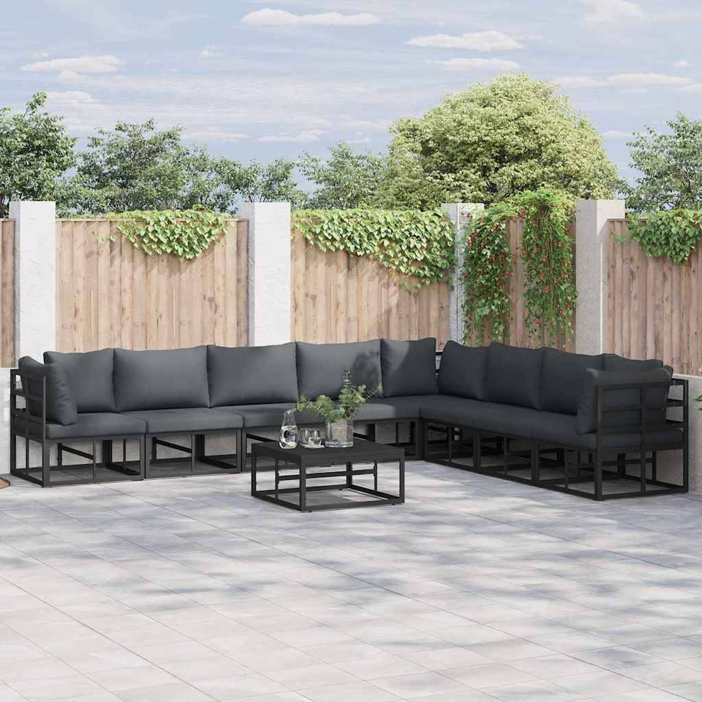 Ensemble Salon de Jardin Aluminium 8 Places Design Moderne pour Extérieur Noir – ComfortXL Outdoor Living - Image 1