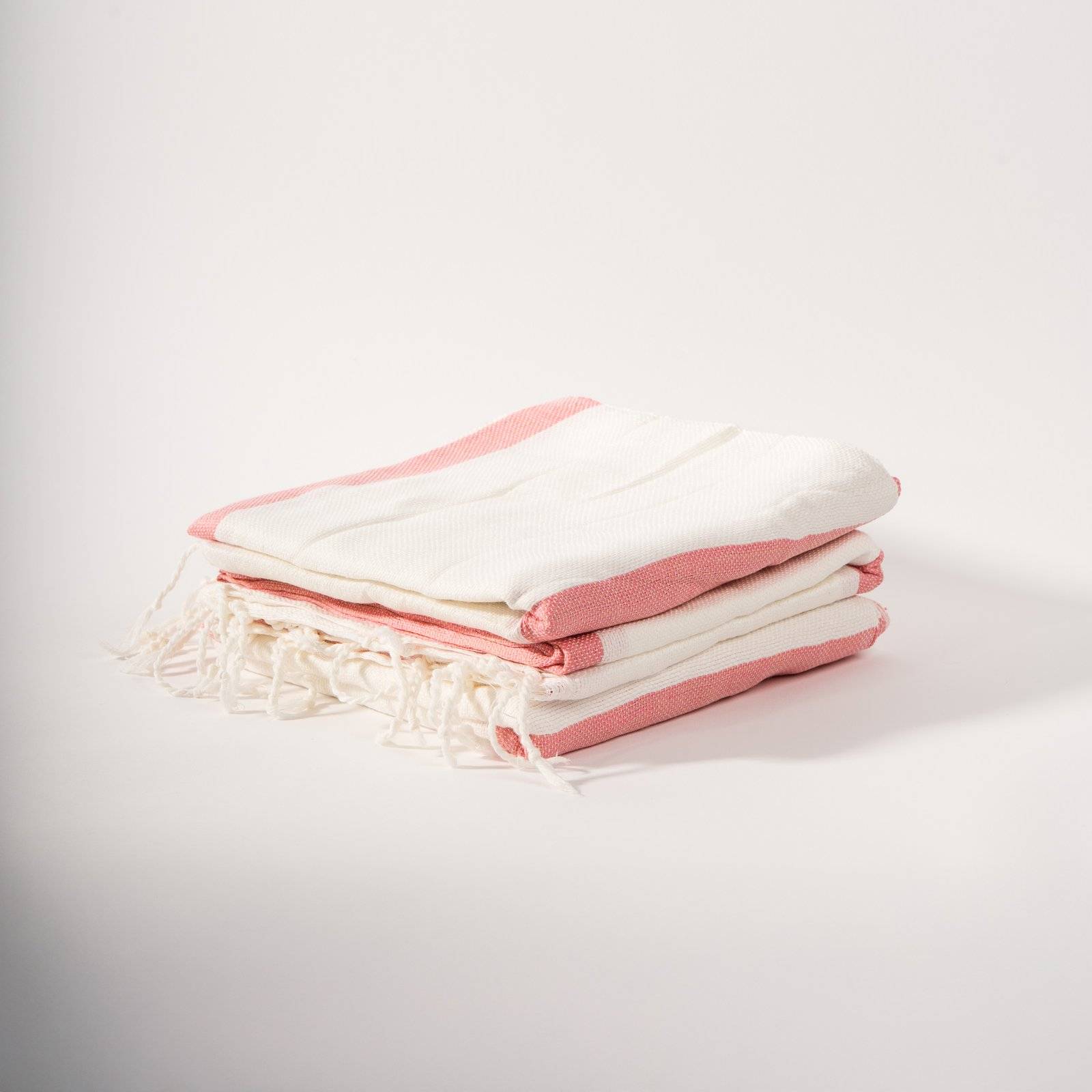 Fouta Marocaine - Blanc & Rose - Image 3
