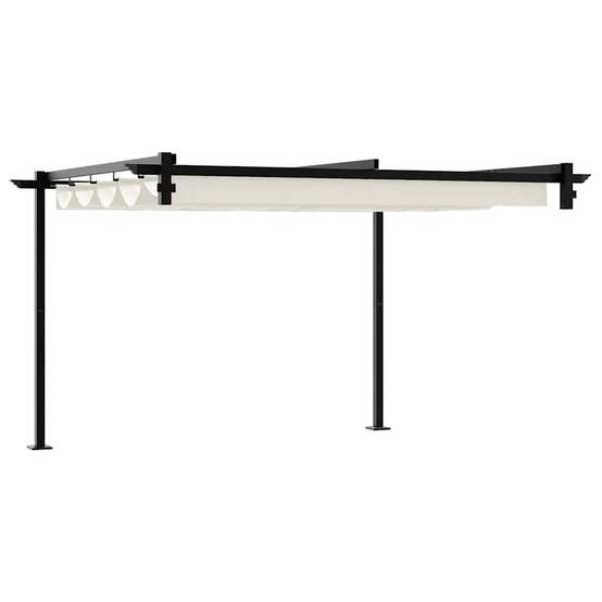 Pergola Murale Adossée Acier Toit Rétractable 3x3 m Crème pour Jardin Patio - ComfortXL Outdoor Living - Image 6