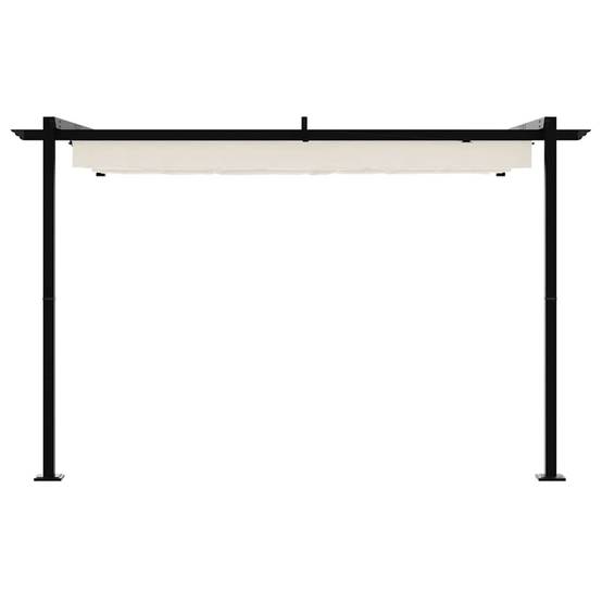 Pergola Murale Adossée Acier Toit Rétractable 3x3 m Crème pour Jardin Patio - ComfortXL Outdoor Living - Image 4